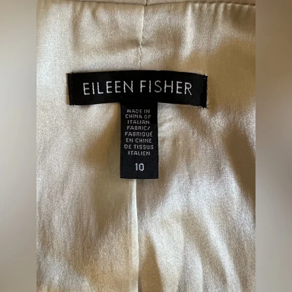EILEEN FISHER Cream Open-Front Longline Coat Jacket Sz 10 Minimalist Italian - Picture 2 of 11
